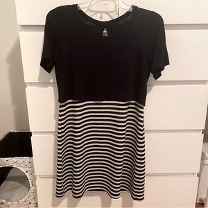 Striped Dress with Built-In Short Sleeve Shirt